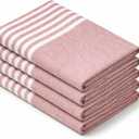 Cloth Napkins 18x18 Inches - Striped Design, 100% Cotton, Reusable & Durable Fabric Napkins for Dining, Everyday Meals, Events, Parties - Machine Washable, Set of 4, Rust