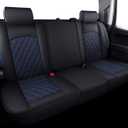 Aierxuan Back Seat Covers Compatible with Chevy Silverado GMC Sierra Pickup Custom Fit 2007-2025 1500 2500HD 3500HD Crew Double Extended Cab Waterproof Leather Split Bench (Rear Seat/Blue)