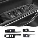 Carbon Fiber Window Lift Switch Panel Cover Trim Decoration Interior Accessories for Chevrolet Silverado 2019-2021,for GMC Sierra 2019-2022