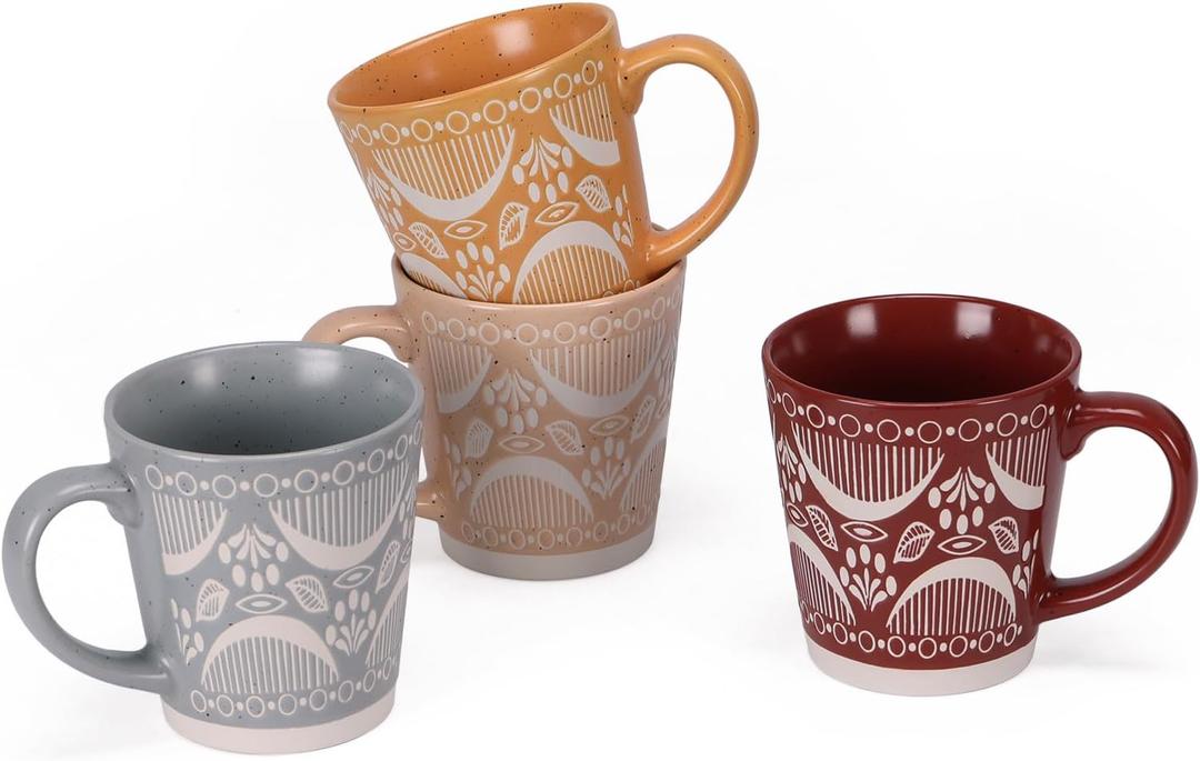 Trwcrt Ceramic Coffee Mug Set of 4,15 oz Microwavable Coffee Cups with Handle for Tea Cappuccino Latte Milk Cocoa Juice Hot Beverages