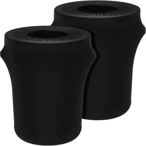 Tanlade 32 Gallon Stretch Trash Can Spandex Cover Outdoor Waste Garbage Can Spandex Covers for Indoor Kitchen Outdoor Round Waste Container Bin, Without Trash Bin(Black,2 Pcs)