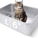 Stainless Steel Cat Litter Box for Adult Cats or Kitty/Kitten 18"x14"x6" Rust-Proof, High Side, Non Stick, No Smell, Easy to Clean Metal Cat Litter Box