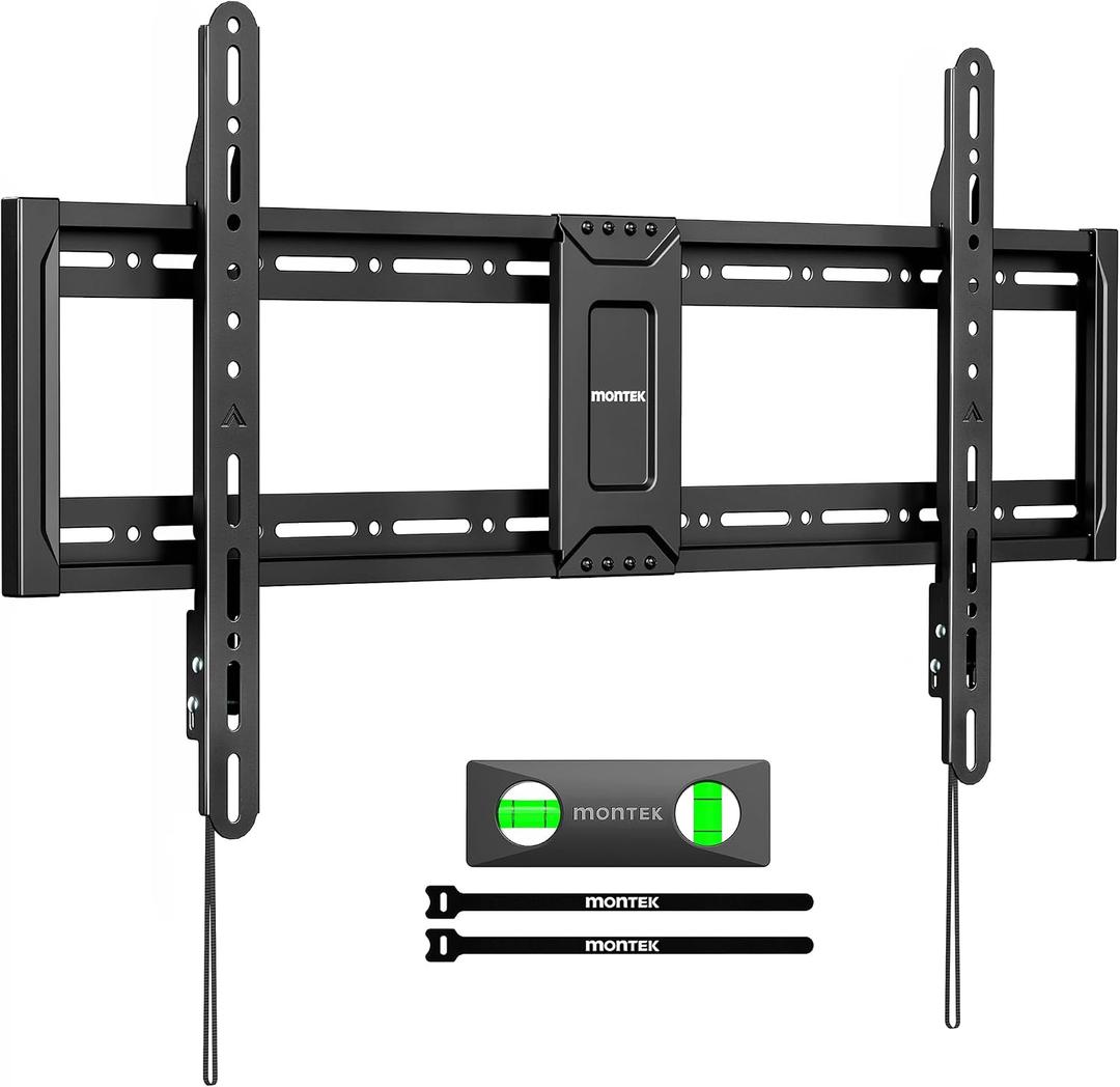 monTEK Heavy Duty Fixed TV Wall Mount for 4395 Inch TVs, 1.1" Ultra Slim Low Profile Bracket, 200 lbs Capacity, Max VESA 800x400mm, Fits 16"/18"/24"/32" Studs, for Large Flat & Curved TVs