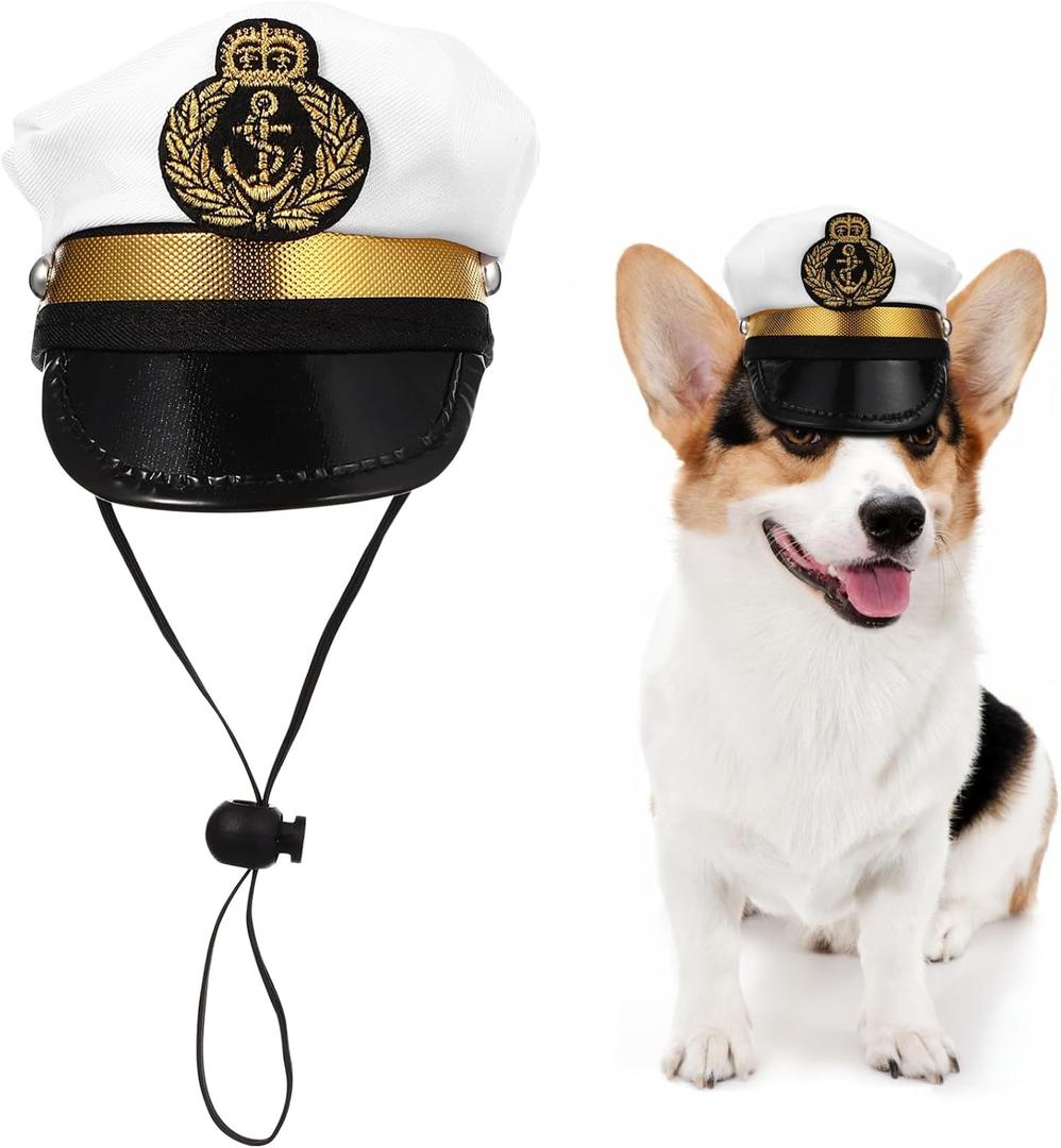 Pet Captains Hat White Sailor Hat for Cats Small Dogs Halloween Cosplay Costume Cap Doggy Navy Outfit Cosplay Apparel