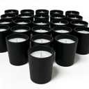 Simply Soson Scented Votive Candles, Bulk Set of 24 White Patchouli Small Candles, Votive Candles Scented in Glass, Black Holder 10 Hours Burn, for Wedding, Birthday, Holiday Christmas & Decoration