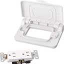 RVGUARD RV Spring-Loaded Weatherproof Receptacle Cover in White (Receptacle Included)