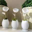 Easter Egg Candle Wreath Rings 5 Inch Easter Speckled Eggs with Artificial Flowers Resin Eggs Neutral Candle Rings Wreaths Rustic Spring Decor for Home Table