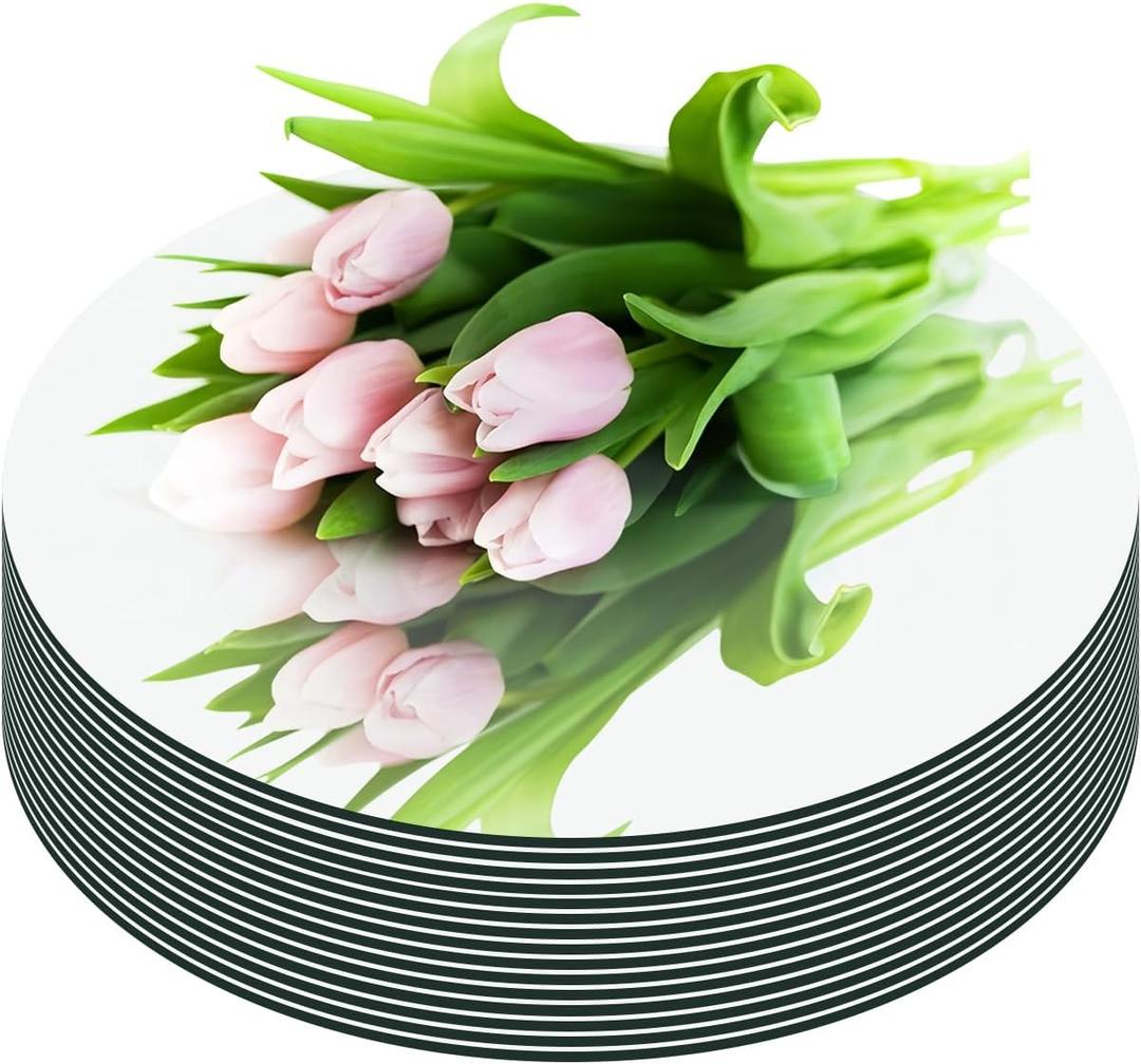 15 Pack Acrylic Round Mirror Tiles, No Glass Acrylic Circle Mirror Tray Round Mirrors Centerpieces for Table Mirror Candle Plates for Wedding Wall Home Bedroom Crafts Decor (10inch +12inch)