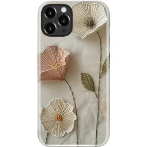 for iPhone 16 Pro Case, Wireless Charging Compatible,Dual-Layer Protection with Stylish Wildflower Design, Soft Silicone + Hard Shell, Cute Phone Cover for Women - Ethereal Wire Florals