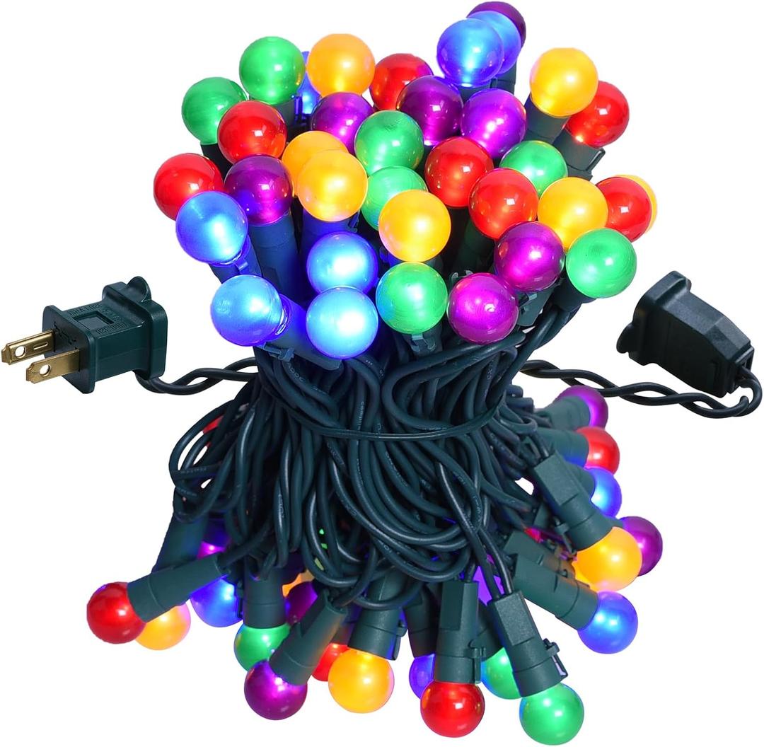 Christmas Lights Outdoor 19Ft 70 LED Chritmas Globe String Lights with Pearlized Glass Bulb UL Certified Christmas Tree Lights for Tree Decor