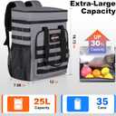 Insulated Cooler Backpack, 35 Can / 25L Large Camping Backpack for Outdoor, Beach, Picnic - Soft Lightweight Leakproof Cooler Backpack for Women and Men (Grey, 25L)