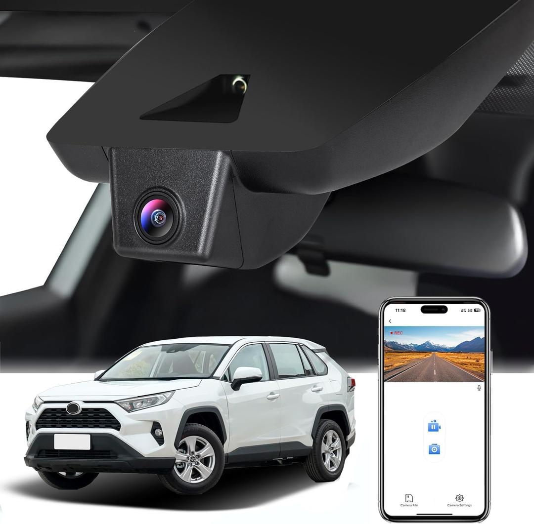 YuYue Electronic 4K Dash Cam Compatible with Toyota RAV4 2019-2021, Prime 2021-2024,LE Limited Premium XLE TRD Hybrid Model A,No Vent Hole,OEM Size,UHD 2160P,Loop Record,G Sensor,WiFi & APP,64GB Card