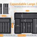 Homecor Silverware Organizer - Expandable Large Kitchen Drawer Organizer Utensil Organizer with 2 Removable Knife Blocks, 22"x 19"Cutlery Tray Drawer Dividers for Kitchen Flatware(6-9 Slots) (Black)
