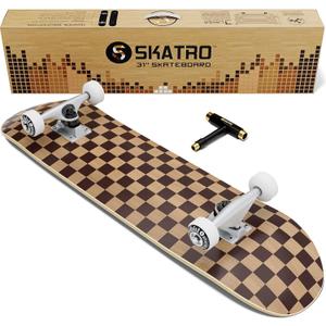 Skatro - Pro Skateboard 31 Complete Skateboard. Skate Board Ages: Adults, Boys, Girls, Beginners, and Kids (Checkered)
