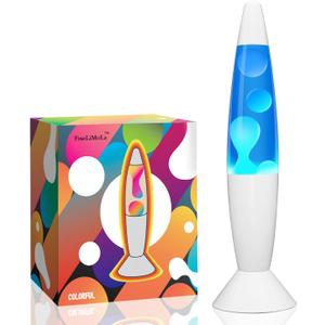 White Base 14'' Magma Liquid Motion Lamp with Blue Liquid and White Wax for Adults Kids Night Light Lamp Decoration for Living-Room Bedroom Christmas Thanksgiving Day (2 Bulbs Included).
