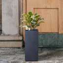 Kante 20.3" H Tall Rectangular Concrete Planter, Modern Square Diameter Plant Pot with Drainage Hole and Rubber Plug for Indoor Outdoor Home Patio Garden, Charcoal