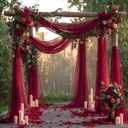 Wedding Arch Draping Fabric, 2 Panels Burgundy Sheer Backdrop Curtain Tulle Fabric Drapery for Arbor Wedding Archway Ceremony Party Ceiling Decor Backdrop