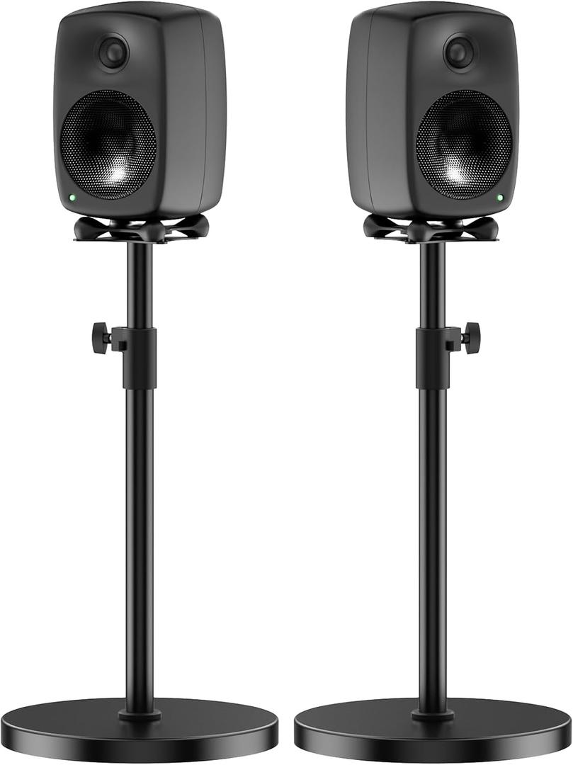 Height Adjustable Speaker Stands Pair for Genelec G Three 8030C 8330A Speaker Stand Wr Cable Management - Heavy Duty Floor Speaker Stand for Genelec Studio Monitor Stands Up to 30 Lbs