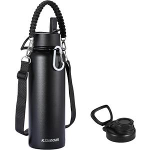 KXIAOCHEN Insulated Water Bottle, Stainless Steel Water Bottle, 2 Lids (Straw and Handle Lid),Wide Mouth Metal Water Bottles Keep Hot and Cold, Double Walled, Thermo Mug, Metal Canteen