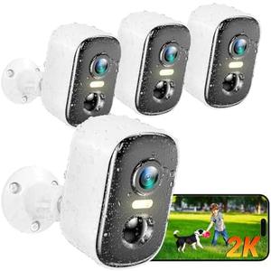 Outdoor Security Camera Wireless, 2K Battery Powered WiFi Cameras for Home Security with AI Motion Detection, Color Night Vision, Siren Alarm, 2-Way Talk, IP66 Waterproof, Cloud/SD Storage (4 Pack)