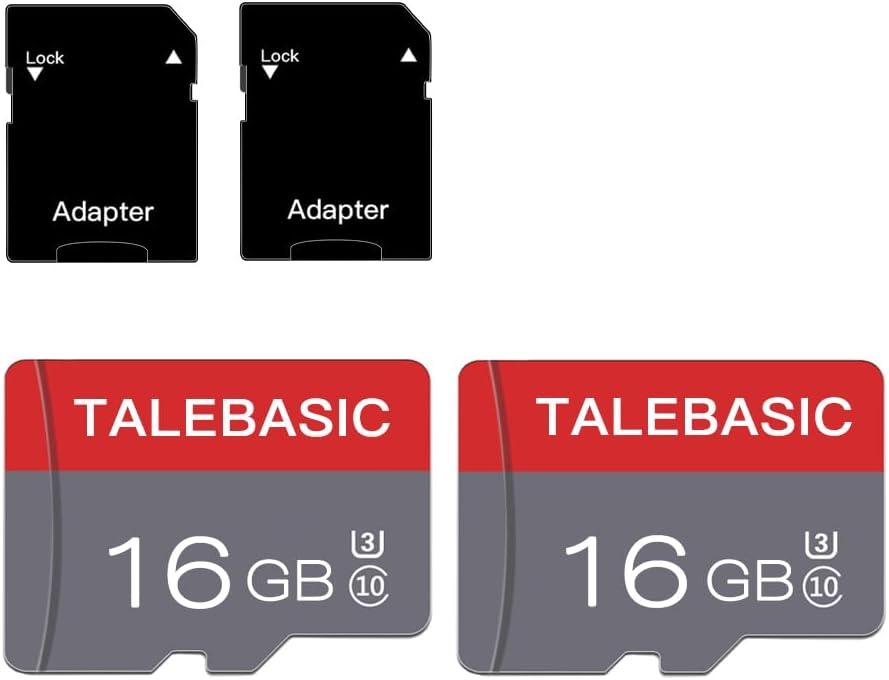 2 Pack 16GB Memory Card Class 10 Flash Card Fast Speed TF Card with Adapter for Tablet/Mobile Phone/Camera/Car Audio/Game Console(2 Pcs 16GB)