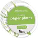 Amazon Basics Everyday Disposable Paper Plates, 10 Inch, Microwave-Safe, Cut Resistant, Soak-Proof, 150 Count