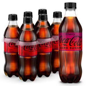 Coca-Cola Zero Sugar Cherry Diet Soda Soft Drink, 16.9 fl oz, 6 Pack, No BB Date