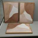 Minimalist Abstract Boho Wall Art - Natural Framed Abstract Canvas Picture Canyon Painting Cliff Artwork Modern Geometric Canvas Prints for Home Office Wall Decor 16" x 24" * 3 Tan Brown Beige