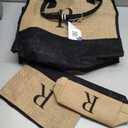 YOOLIFE Gifts for Women - Initial Jute Tote Bag & 2 Makeup Bags Personalized Gifts for Women Teacher Mom Friend Birthday