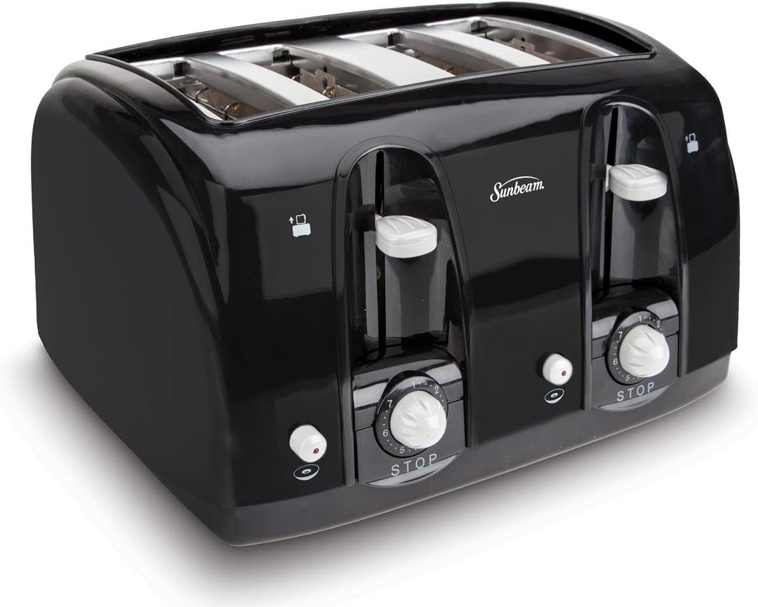 Sunbeam Wide Slot 4-Slice Toaster, Black (003911-100-000)