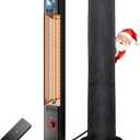 Outdoor Heater for Patio 1500W, 8H Timer, Waterproof, Infrared Electric Patio Heater, 8 Levels Heating for Garage Backyard Black with Dustproof Cover