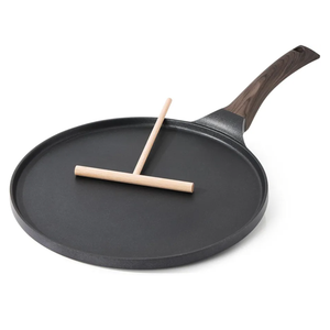 SENSARTE Nonstick Crepe Pan, Swiss Granite Coating Dosa Pan Pancake Flat Skillet Tawa Griddle 12-Inch with Stay-Cool Handle, Induction Compatible (Black)