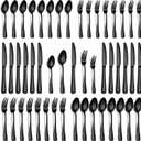 PHILIPALA 40 Piece Black Silverware Set, Stainless Steel Flatware Set for 8 Food Grade Cutlery Utensil Set Include Knife Fork Spoon Mirror Polished Dishwasher Safe