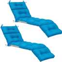 Kigley Chaise Lounge Cushions Outdoor, 75 x 22 x 5 Inches Patio Lounge Chair Cushions, Water-Repellent and Fade-Resistant, Tufted Summer Seasonal Replacement(Solid Color,Light Blue,2 Pcs)