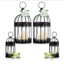 Sliner 4 Pcs Christmas Bird Cage Decorative Candle Holder for Weddings Vintage Candlestick Holder Cage Lanterns Model Wedding Candle Centerpieces for Modern Table House Home Decoration(Black)