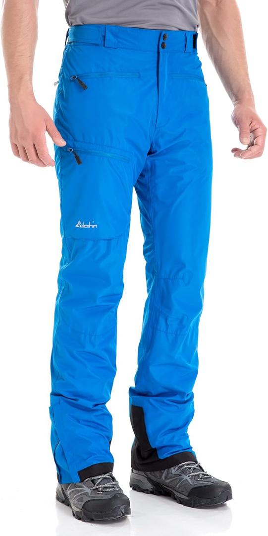 clothin Men's Insulated Ski Pant Fleece-Lined Waterproof Snow Pants Blue, M(Regular Fit)