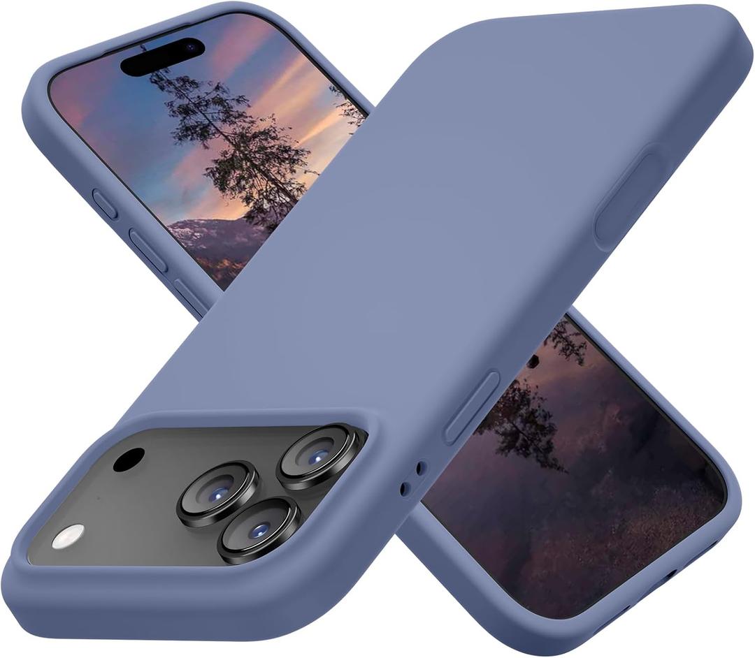 Cordking for iPhone 17 Pro Case, Silicone Ultra Slim Shockproof Protective Phone Case with [Soft Anti-Scratch Microfiber Lining], 6.3 inch, Lavender Gray