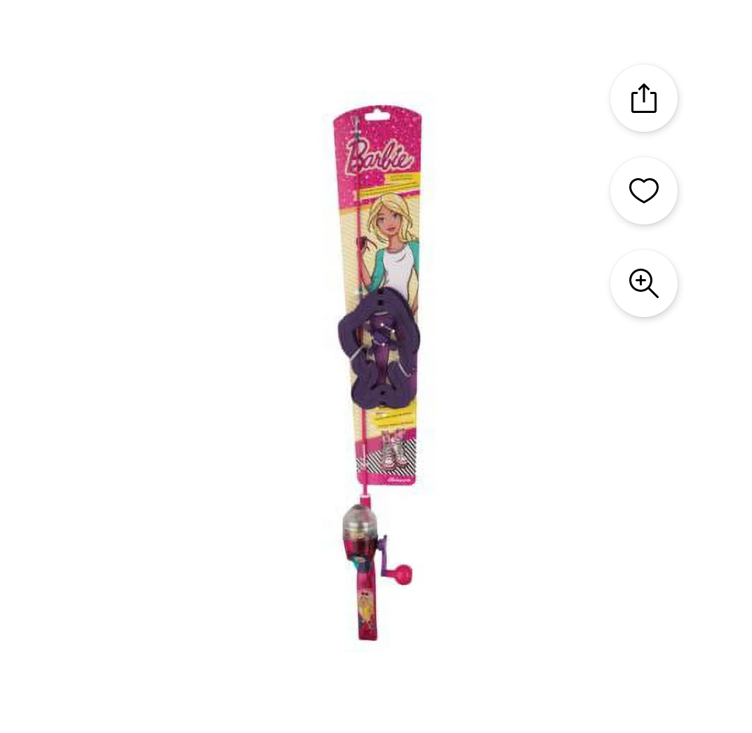 Shakespeare Mattel Barbie Lighted Kit 2'6” Spincast Combo - Kids Fishing Combo