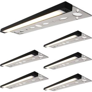 LUMENGY 13-inch 4w Super Slim LED Hardscape Light, 3 Mounting Plates for Paver Steps, Walls, Decks and Ceiling, 2700K, No Visiable Screws, Aluminum Black, Easy Installation, 50K Lifespan (6-Pack) (2700K - Warm White)