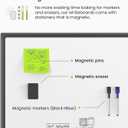 VUSIGN Black Aluminum Magnetic White Board 24" x 18" with Dry-Erase Eraser, Multicolor Markers, Magnetic Pins for Office, Home, School