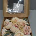 MISSPIN Artificial Flowers DIY Box Set Fake Roses Bouquet Bridal Wedding Flowers Colorful Centerpiece Table Decorations Boho Faux Floral with Stems Arrangements for Cake Home Party Indoor Outdoor (Champagne)