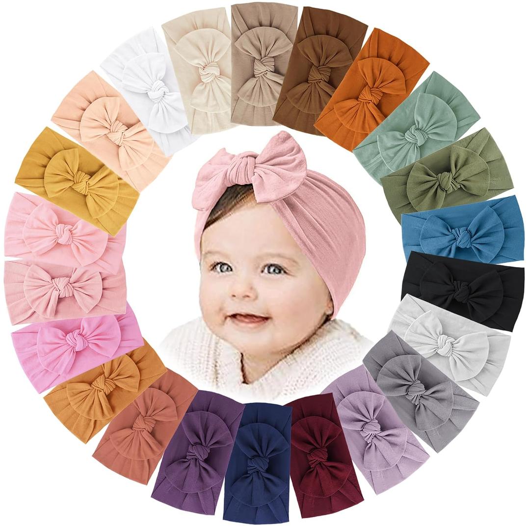 Jesries 22 Pcs Baby Headbands, Baby Girl Bows, Stretch Nylon Hairbands, Purple