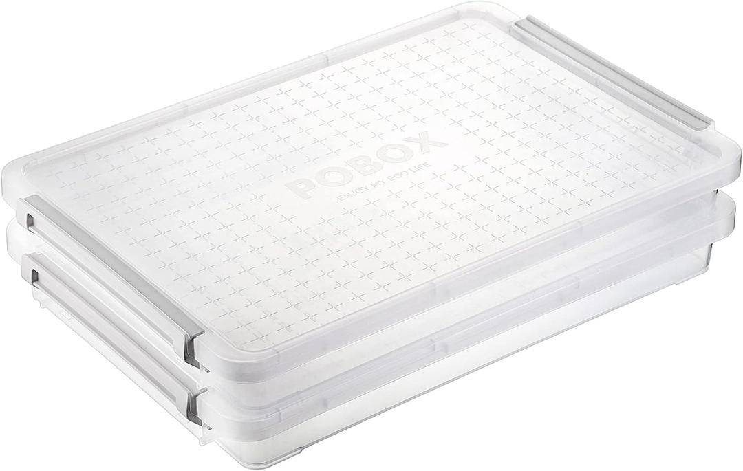 BTSKY 2 Pack A4 Plus Clear Plastic Stackable Storage Box Desk Paper Magazine Container with Buckle, Office Supplies Accessories File Protector Case Organizer, Portable Project Case Document Holders