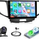 4G+128G Android Car Stereo for Acura TSX 2009-2014/ Honda Spirior 2009-2013/ Honda Accord 2008-2012 Wireless Carplay Android Auto, 9'' In-Cell Screen Radio with GPS/ BT 5.0/ FM/ EQ/ Wi-Fi Backup Camera SWC