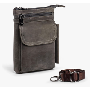 Hengwin Genuine Leather Small Crossbody Purse for Men Women, Travel Passport Wallet Cell Phone Shoulder Holster Belt Pouch Messenger Bag