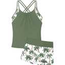 Girls Swimsuit 2 Piece Bathing Suits for Teens Cute Summer Tankini Short for Size 12Y