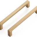 Ravinte 10 Pack Solid 5 Inch Square Cabinet Handles - Champagne Bronze Pulls for Drawers and Kitchen Cabinets - Hardware