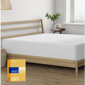 Thread Spread 100% Cotton King Size Fitted Sheet Only - 600 Thread Count King Fitted Sheet Cotton, Luxuriously Soft, Cooling 16" Deep Pocket Sateen Weave Bottom, Luxury Hotel Quality - Silver Grey