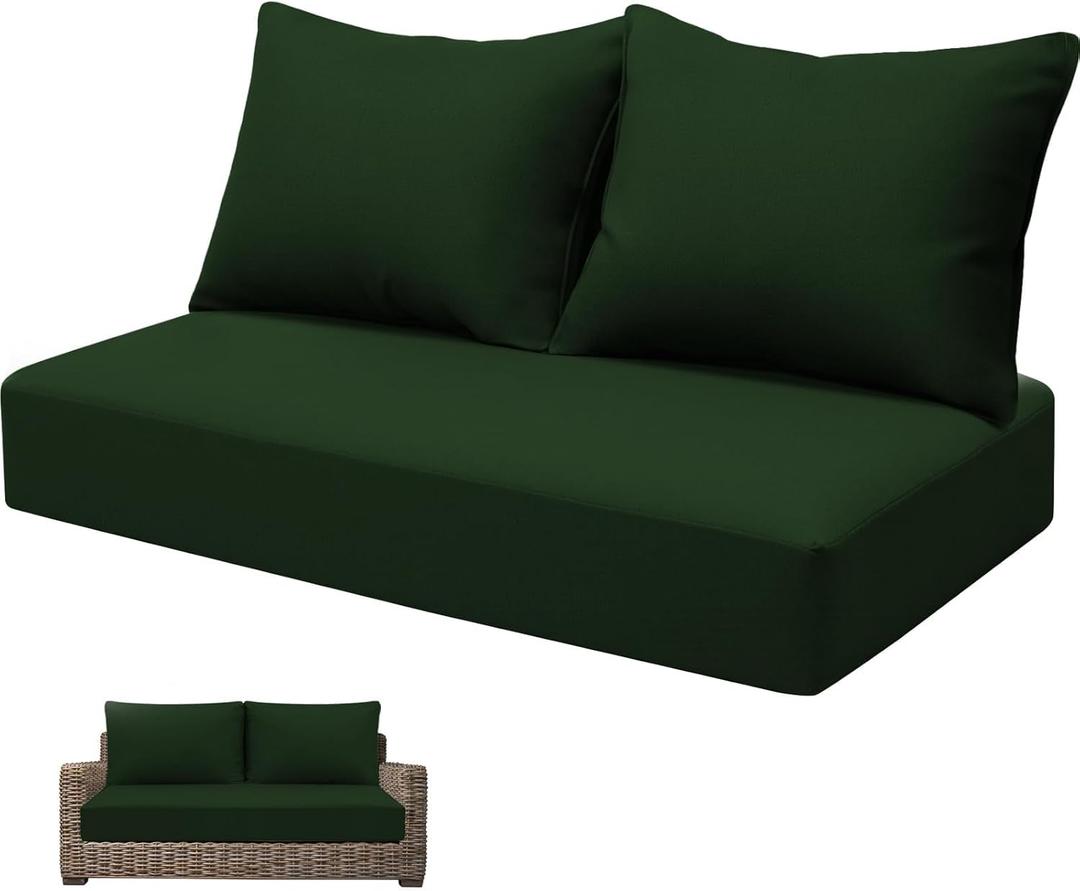 Outdoor Loveseat Cushion Set 46 x 24 inch Waterproof Oxford UV Resistant and Fade Resistant Patio Furniture Cushion, Deep Seat Cushions for Patio Couch, Bench and Swing Chair, Green1#