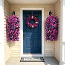 Fake Bougainvillea Artificial Hanging Flowers, 2 PCS Outdoor faux Plants UV Resistant Realistic Silk Long Trailing Vines for Door Porch Outside Planter Urn Patio Garden Yard Dec,Dark Light Purple